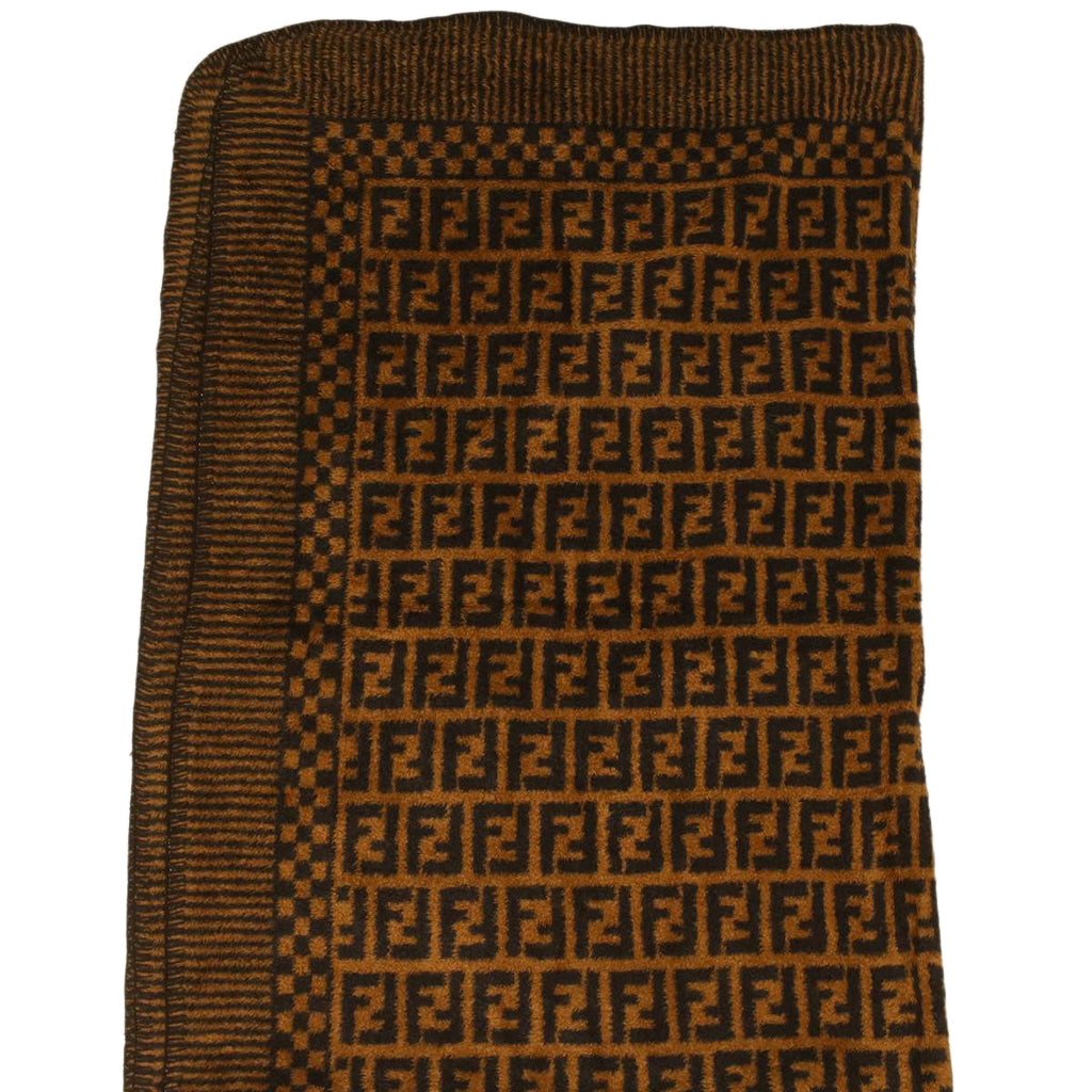 FENDI Zucca Canvas blanket cotton 137x220 Black Brown bs4095