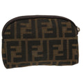 FENDI Zucca Canvas Pouch Nylon Brown Black bs4098