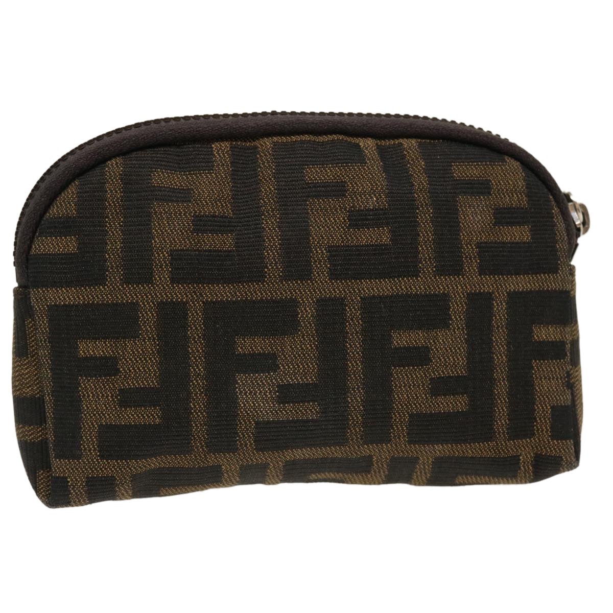 FENDI Zucca Canvas Pouch Nylon Brown Black bs4098