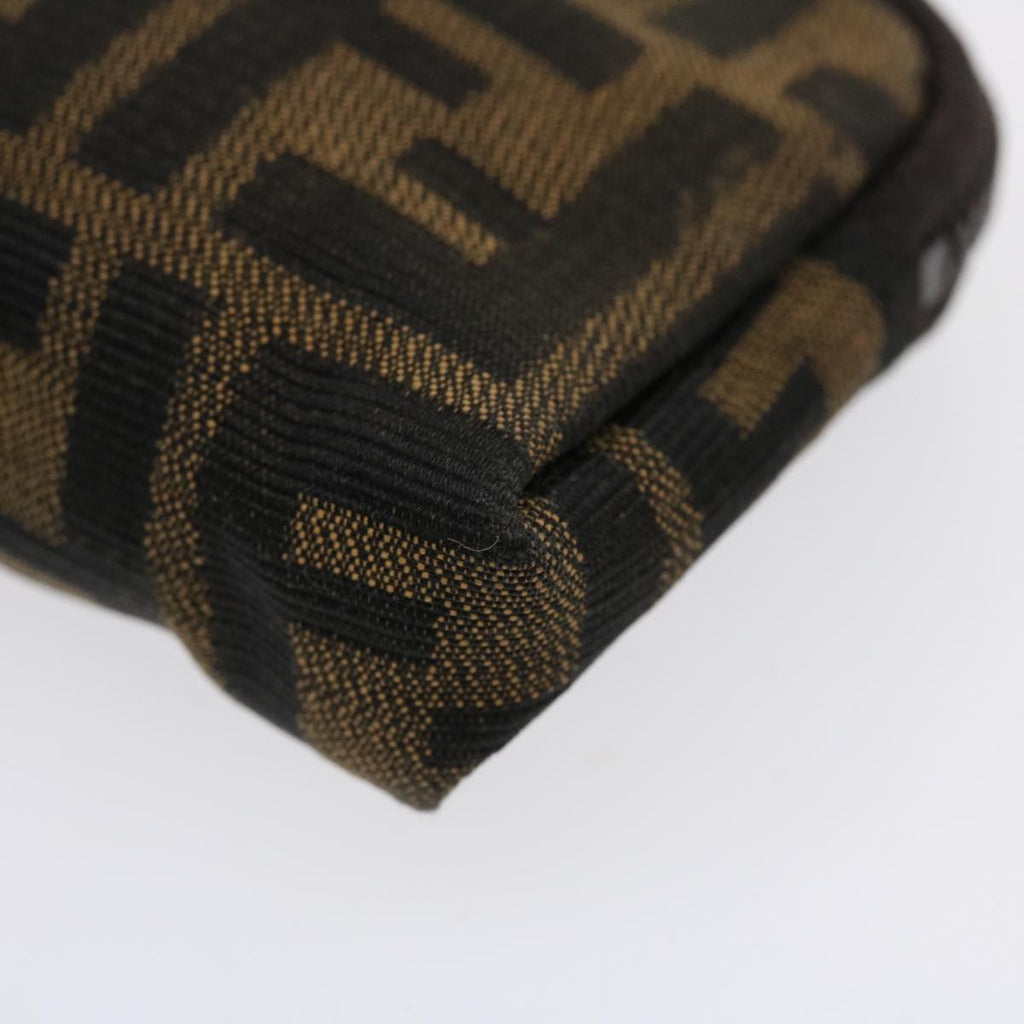 FENDI Zucca Canvas Pouch Nylon Brown Black bs4098