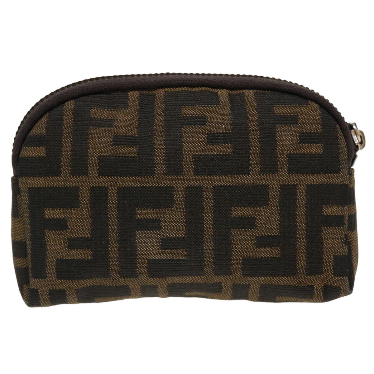 FENDI Zucca Canvas Pouch Nylon Brown Black bs4098