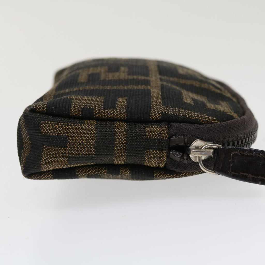 FENDI Zucca Canvas Pouch Nylon Brown Black bs4098