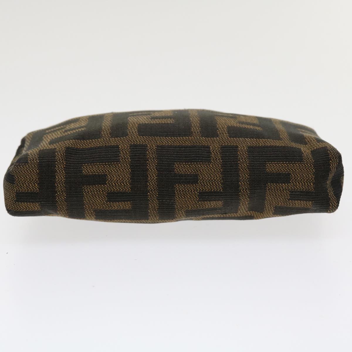FENDI Zucca Canvas Pouch Nylon Brown Black bs4098