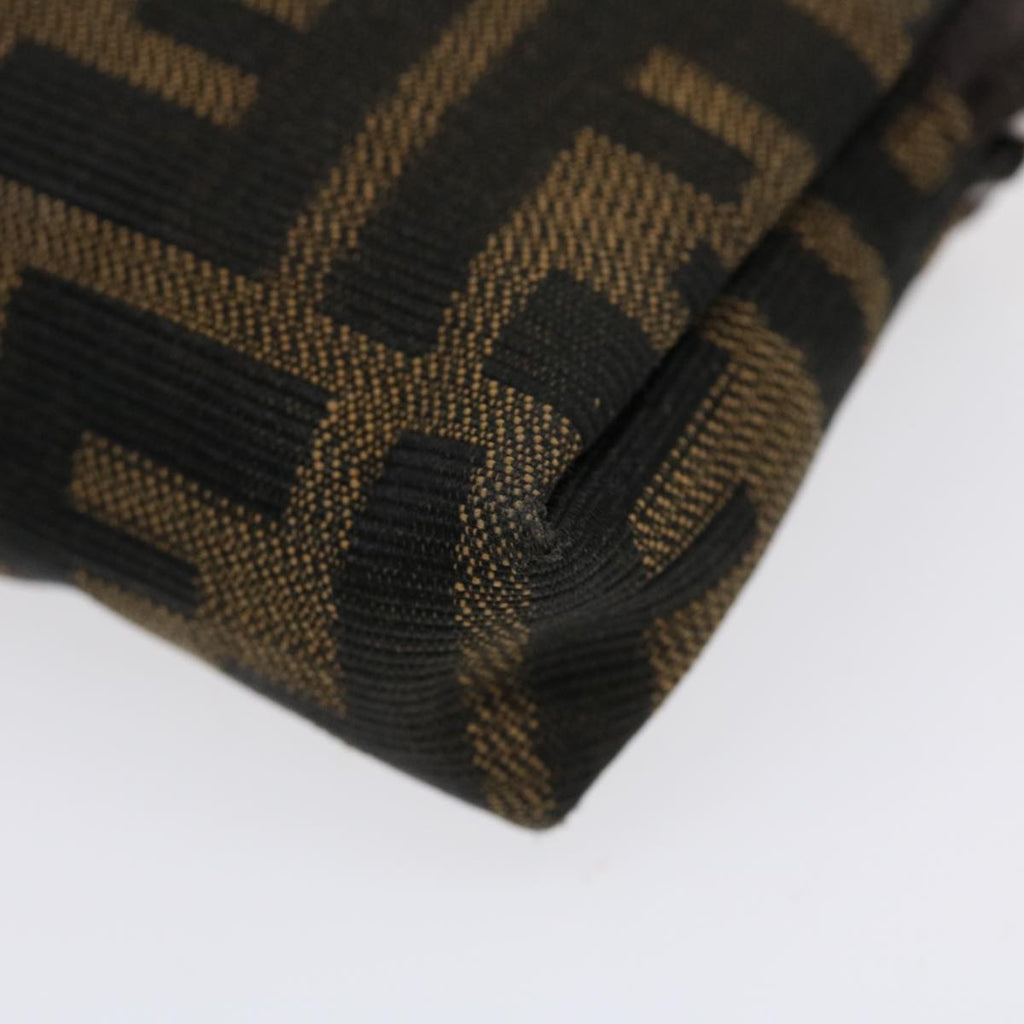 FENDI Zucca Canvas Pouch Nylon Brown Black bs4098