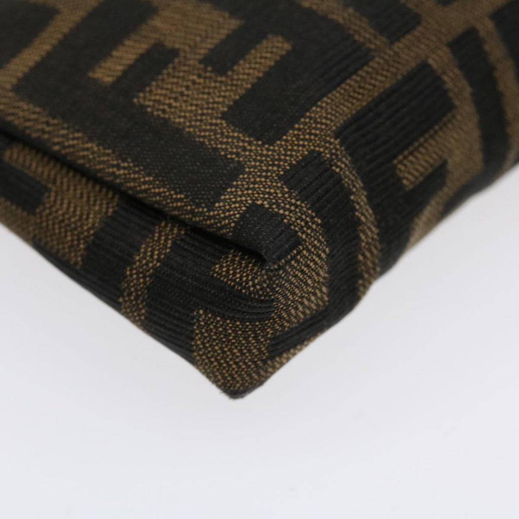 FENDI Zucca Canvas Pouch Nylon Brown Black bs4098