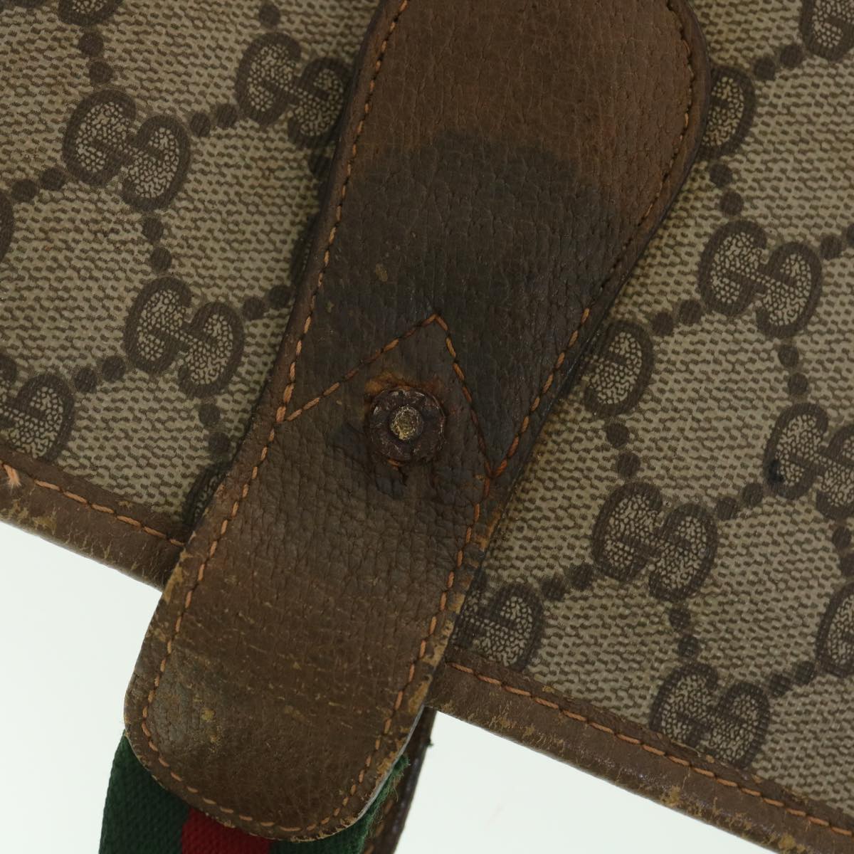 GUCCI GG Canvas Web Sherry Line Tote Bag PVC Leather Beige 89.02.092 bs4214