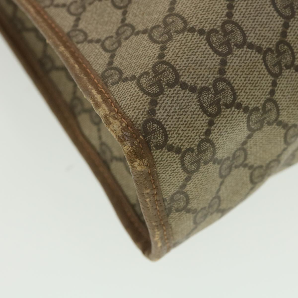 GUCCI GG Canvas Web Sherry Line Tote Bag PVC Leather Beige 89.02.092 bs4214