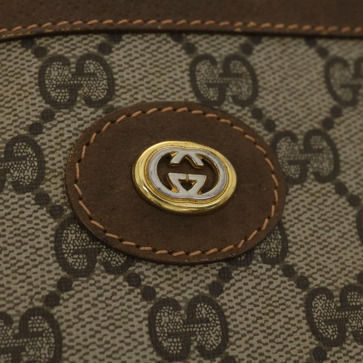 GUCCI GG Canvas Web Sherry Line Tote Bag PVC Leather Beige 89.02.092 bs4214