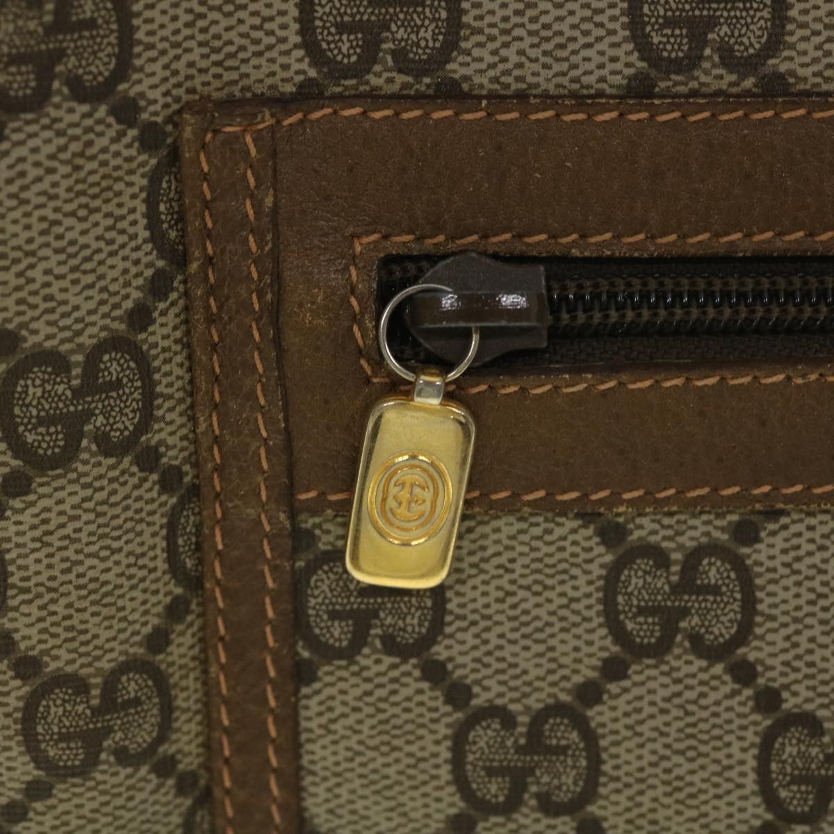 GUCCI GG Canvas Web Sherry Line Tote Bag PVC Leather Beige 89.02.092 bs4214