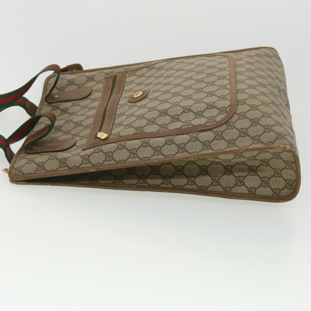 GUCCI GG Canvas Web Sherry Line Tote Bag PVC Leather Beige 89.02.092 bs4214