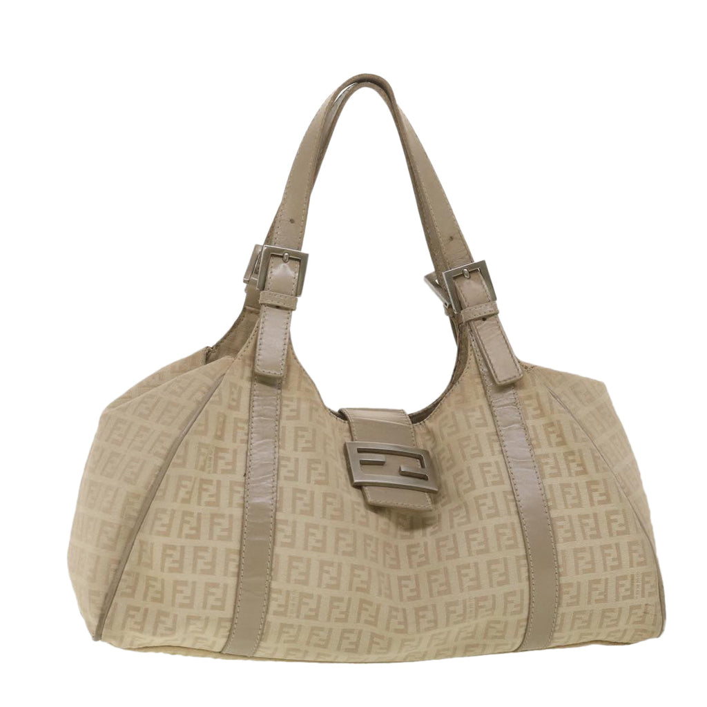 FENDI Zucchino Canvas Shoulder Bag Beige 2373-8BR091-KU7-048 bs4404