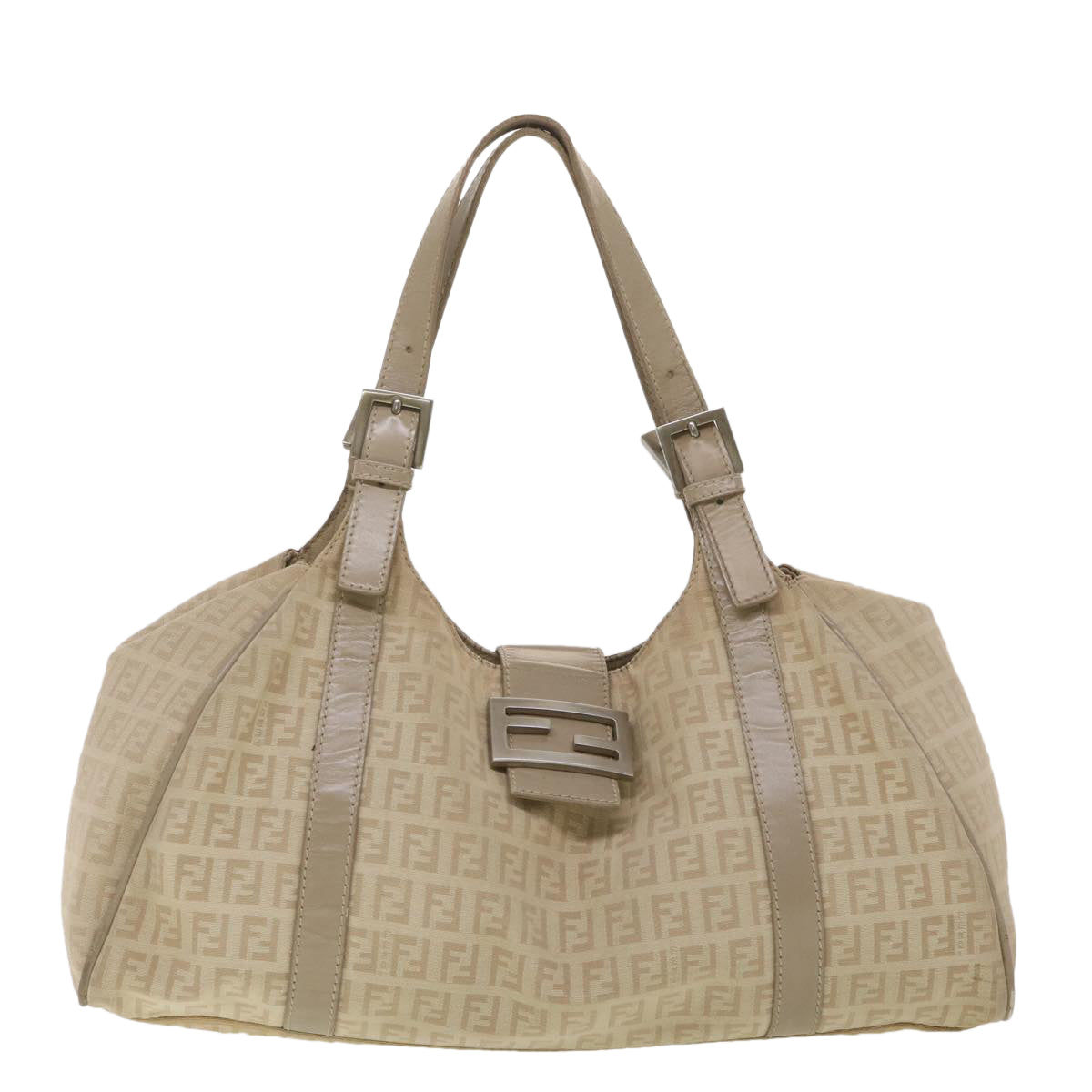 FENDI Zucchino Canvas Shoulder Bag Beige 2373-8BR091-KU7-048 bs4404