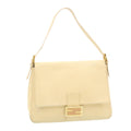 FENDI Mamma Baguette Shoulder Bag Leather Cream bs441