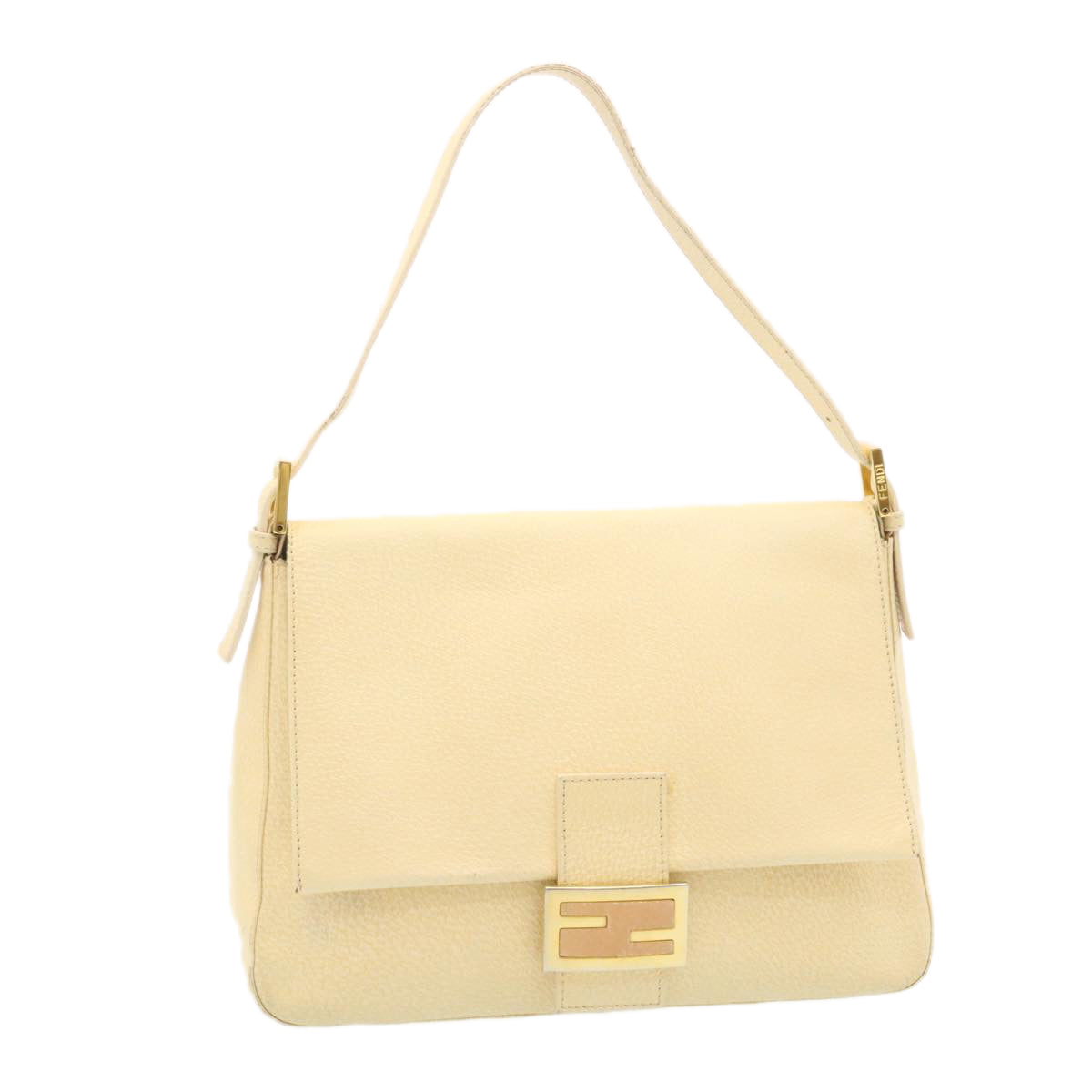 FENDI Mamma Baguette Shoulder Bag Leather Cream bs441