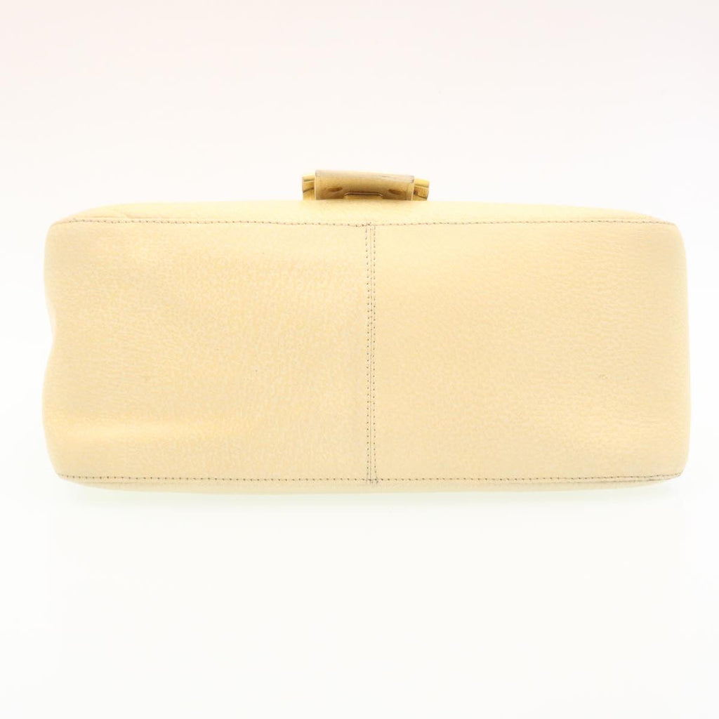 FENDI Mamma Baguette Shoulder Bag Leather Cream bs441