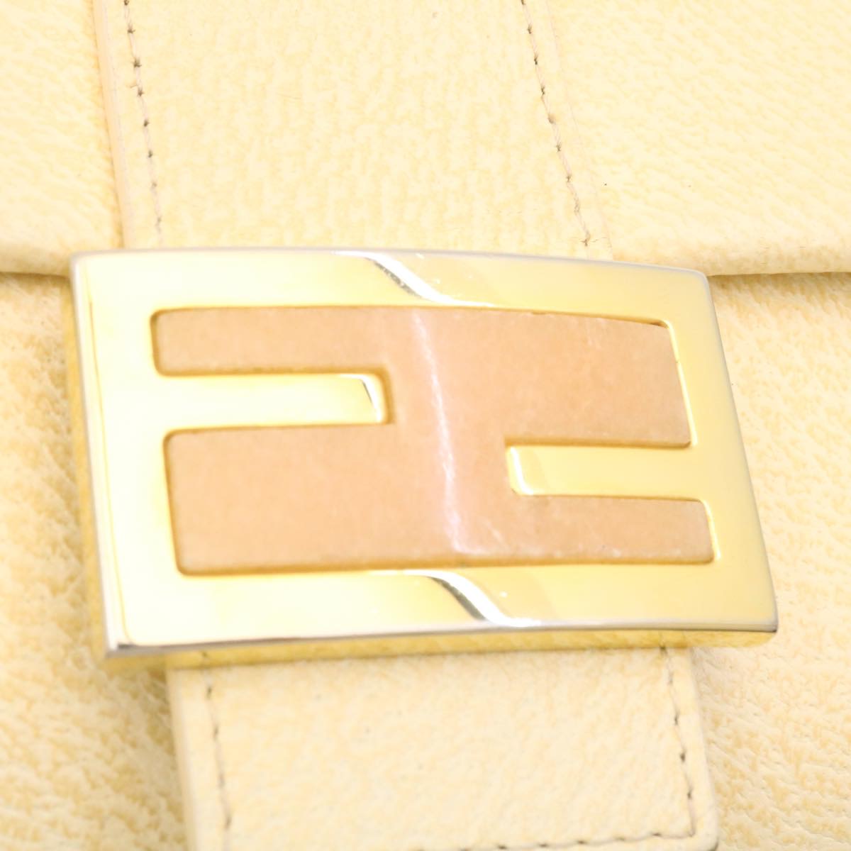 FENDI Mamma Baguette Shoulder Bag Leather Cream bs441