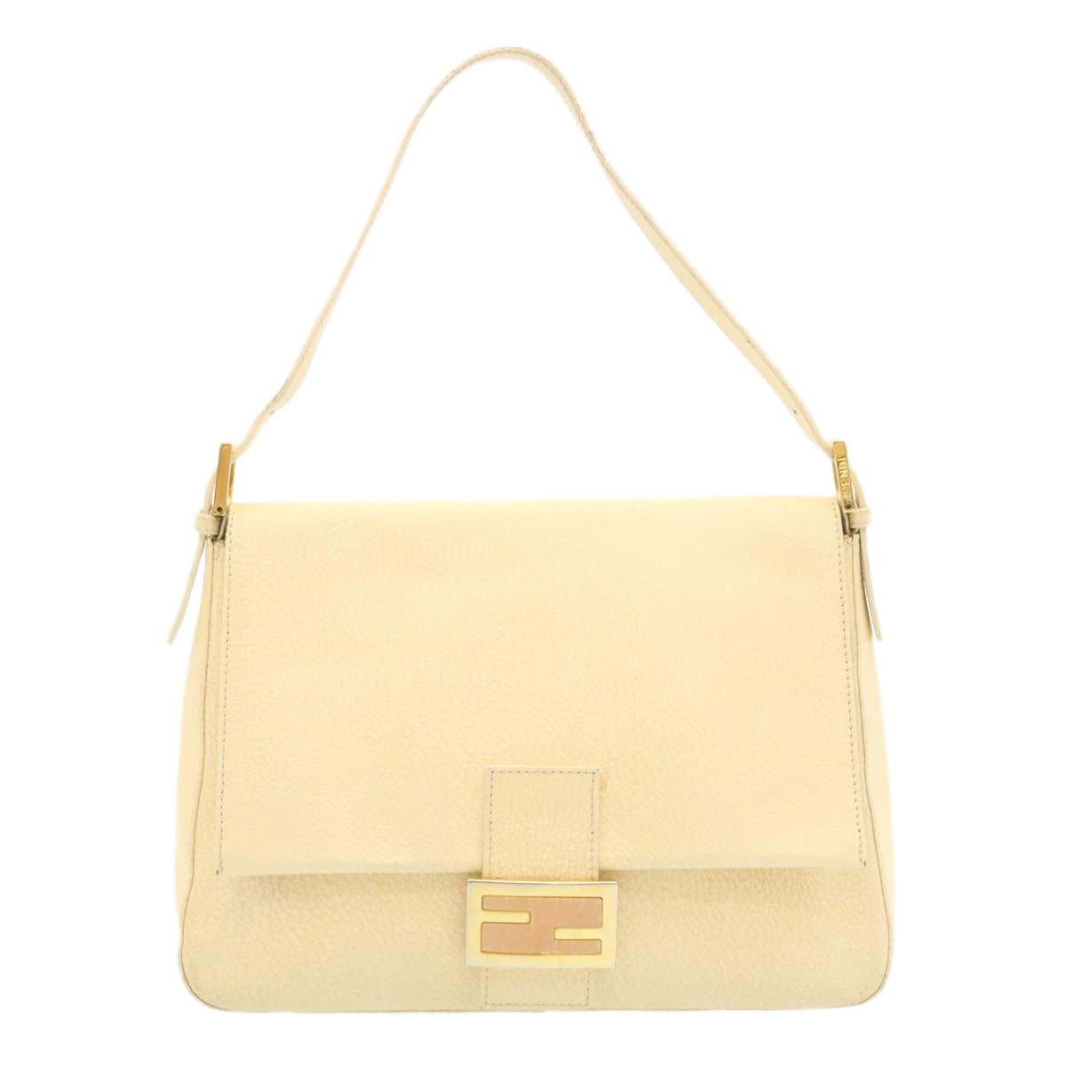 FENDI Mamma Baguette Shoulder Bag Leather Cream bs441