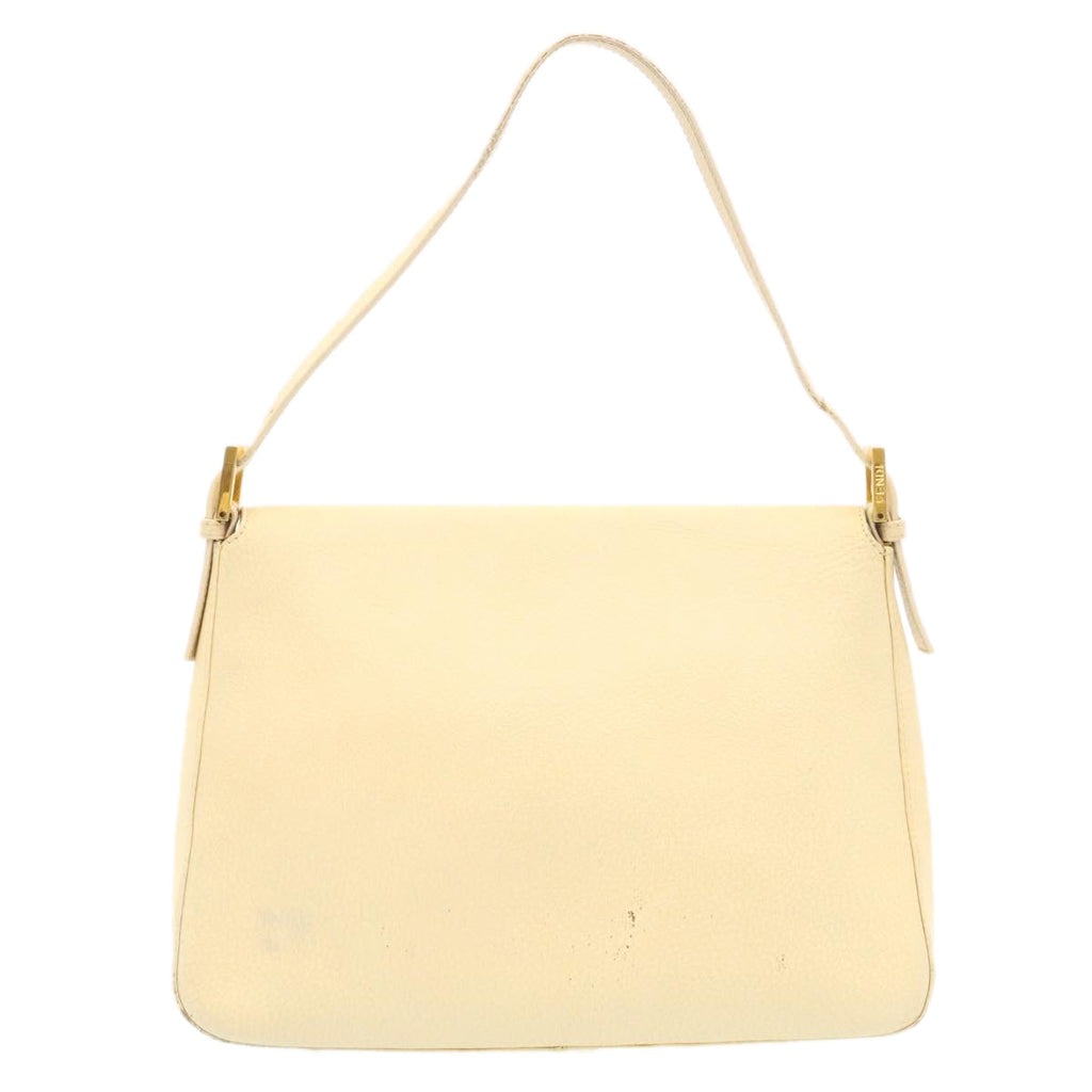 FENDI Mamma Baguette Shoulder Bag Leather Cream bs441