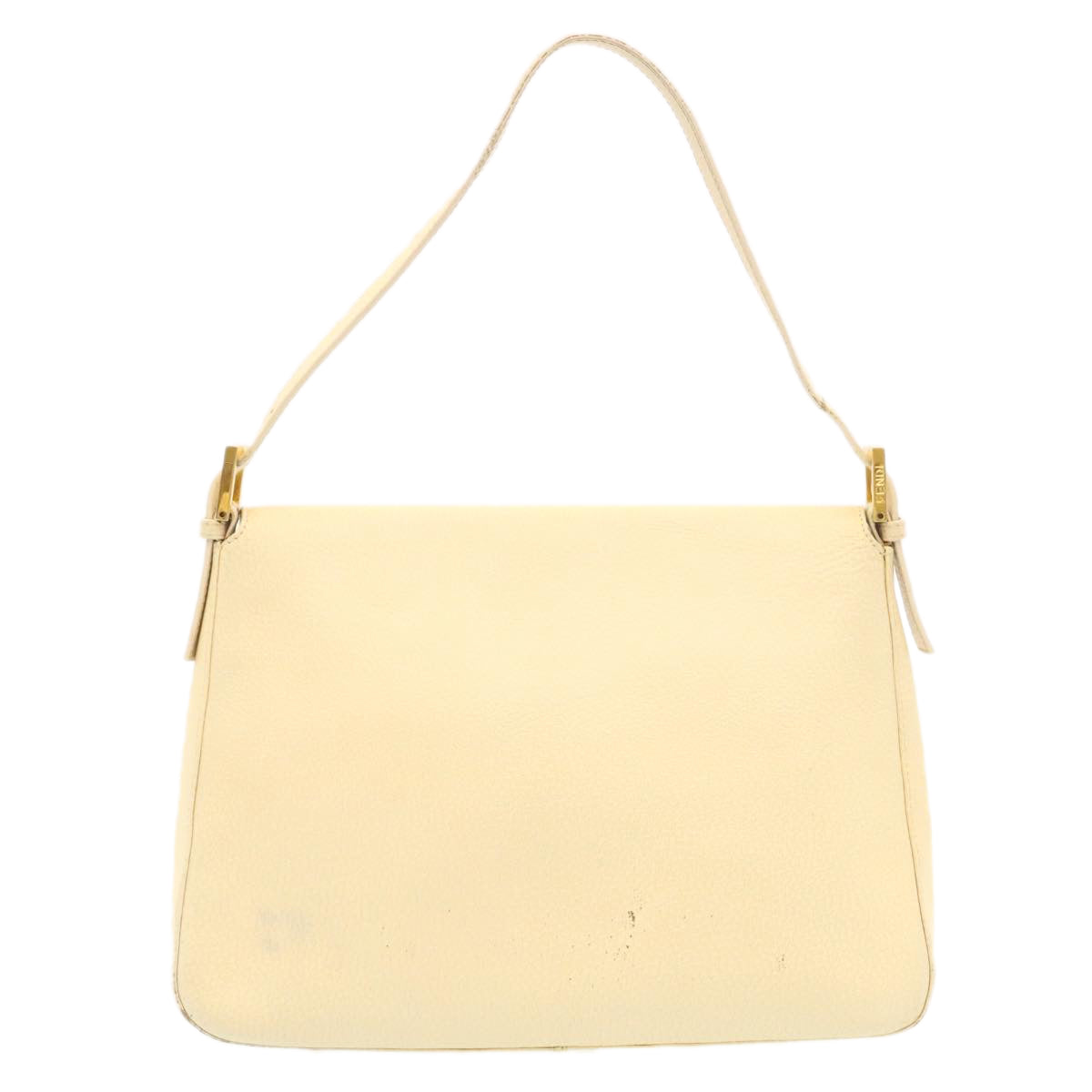 FENDI Mamma Baguette Shoulder Bag Leather Cream bs441