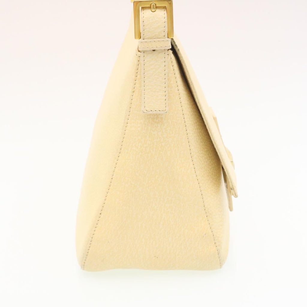 FENDI Mamma Baguette Shoulder Bag Leather Cream bs441