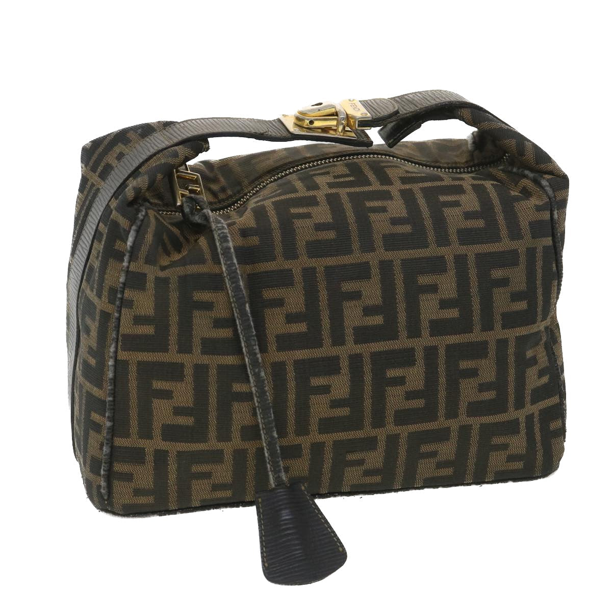 FENDI Zucca Canvas Hand Bag Black Brown bs4420