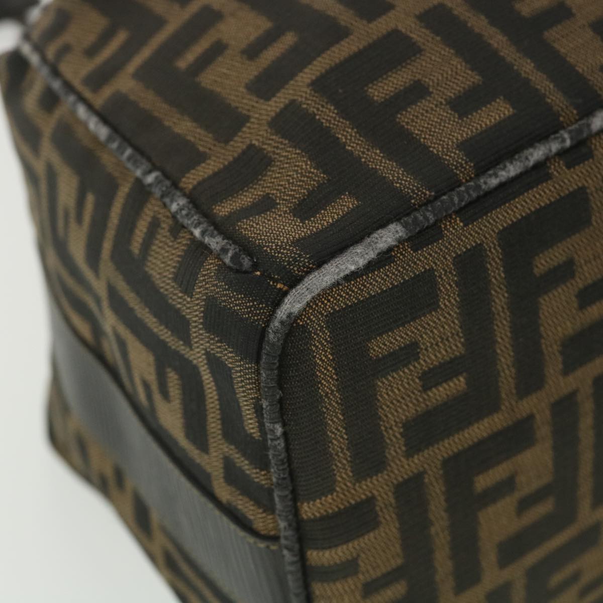 FENDI Zucca Canvas Hand Bag Black Brown bs4420