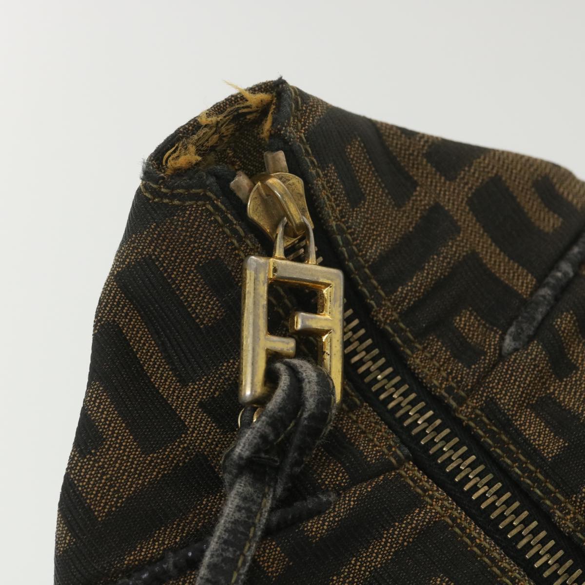 FENDI Zucca Canvas Hand Bag Black Brown bs4420