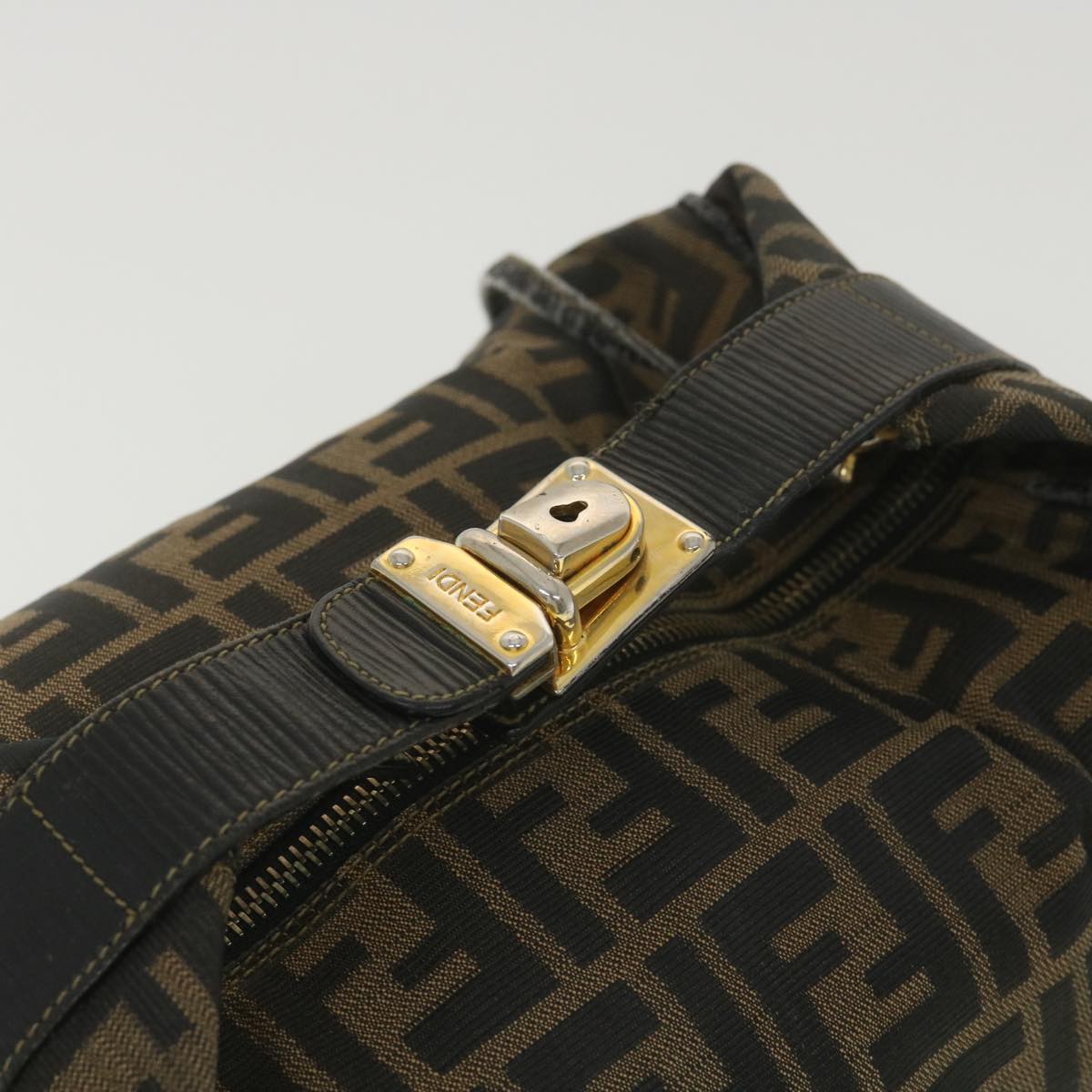 FENDI Zucca Canvas Hand Bag Black Brown bs4420