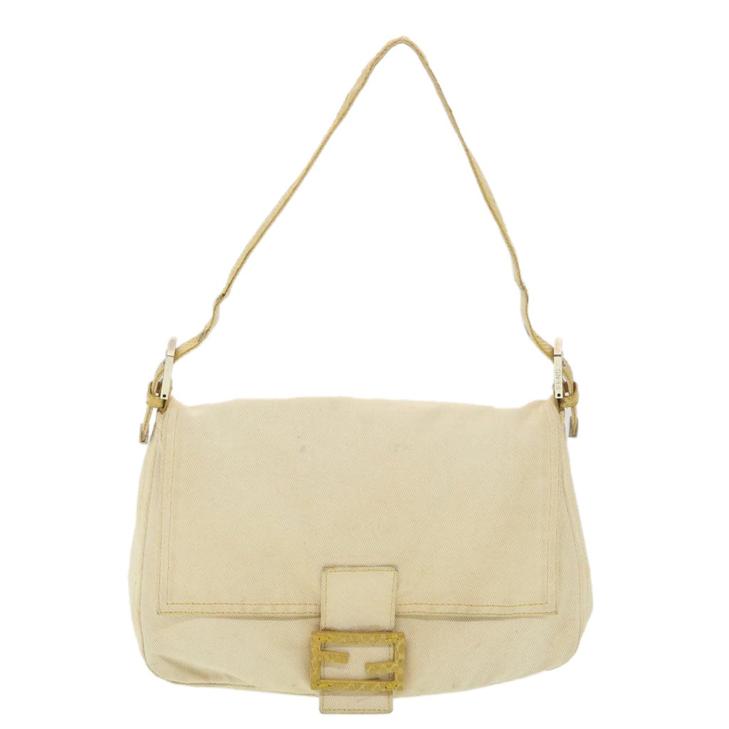 FENDI Mamma Baguette Shoulder Bag Canvas Beige 2305.26325.008 bs4424
