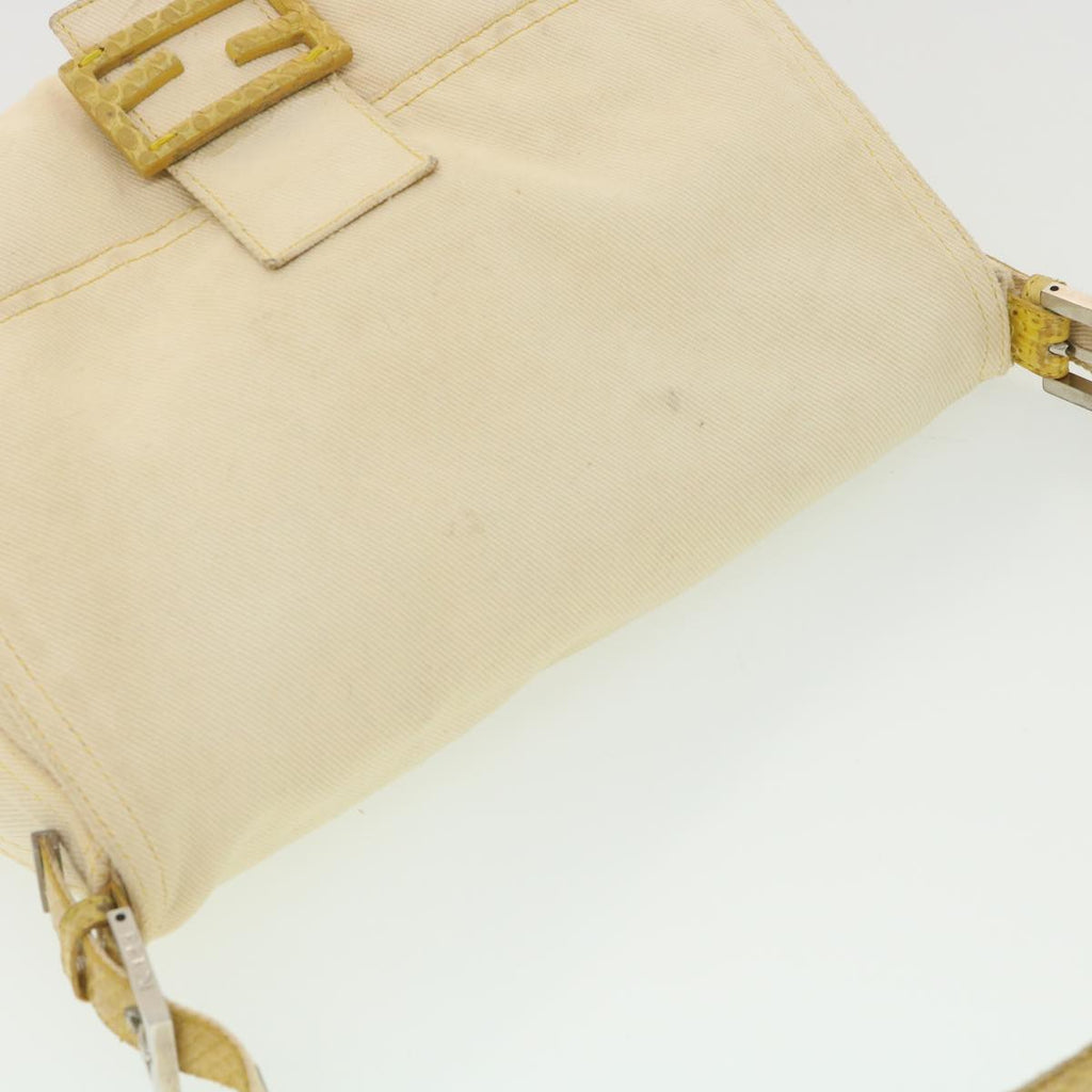 FENDI Mamma Baguette Shoulder Bag Canvas Beige 2305.26325.008 bs4424