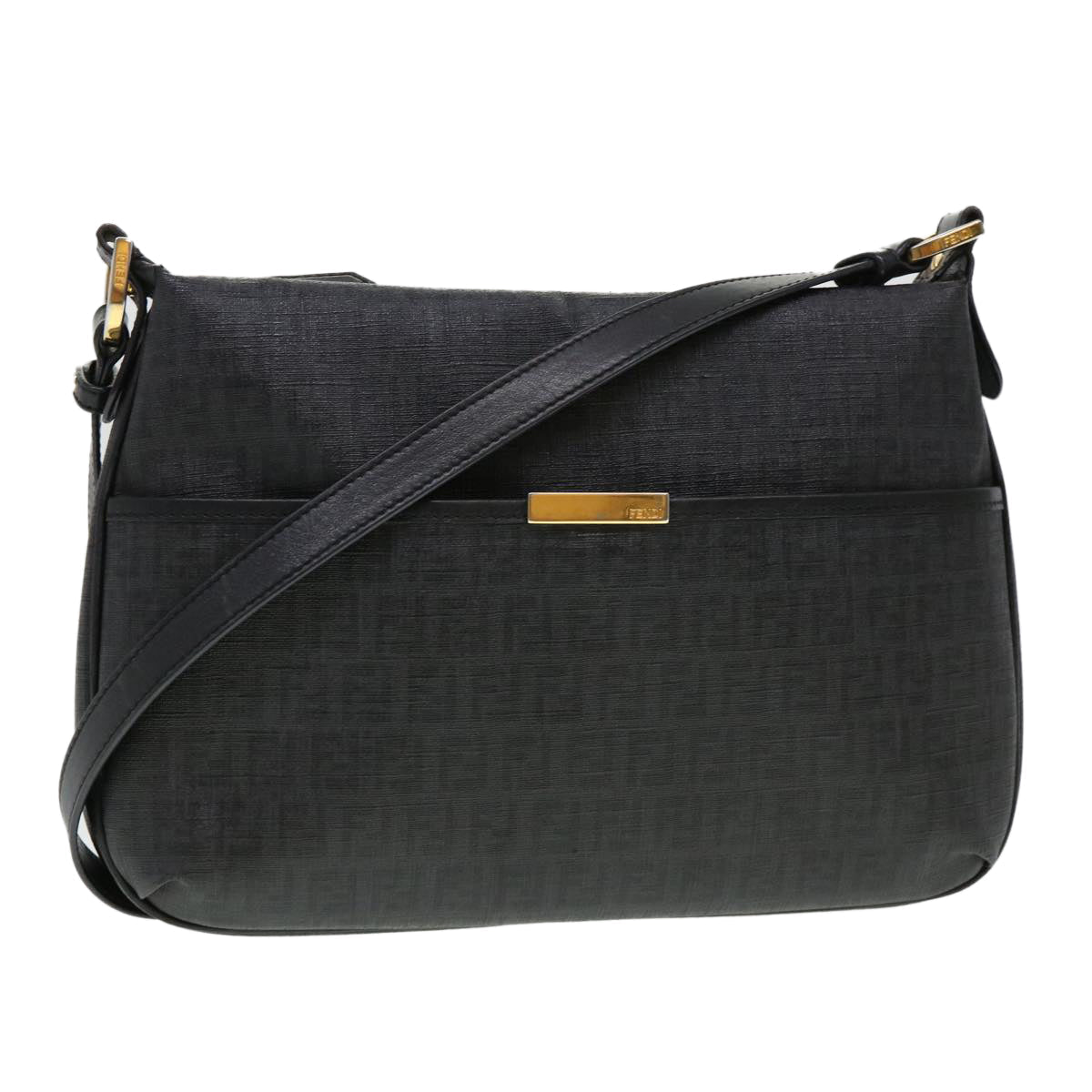 FENDI Zucchino Canvas Shoulder Bag Black 8BT206-FB5 129-2580 bs4435