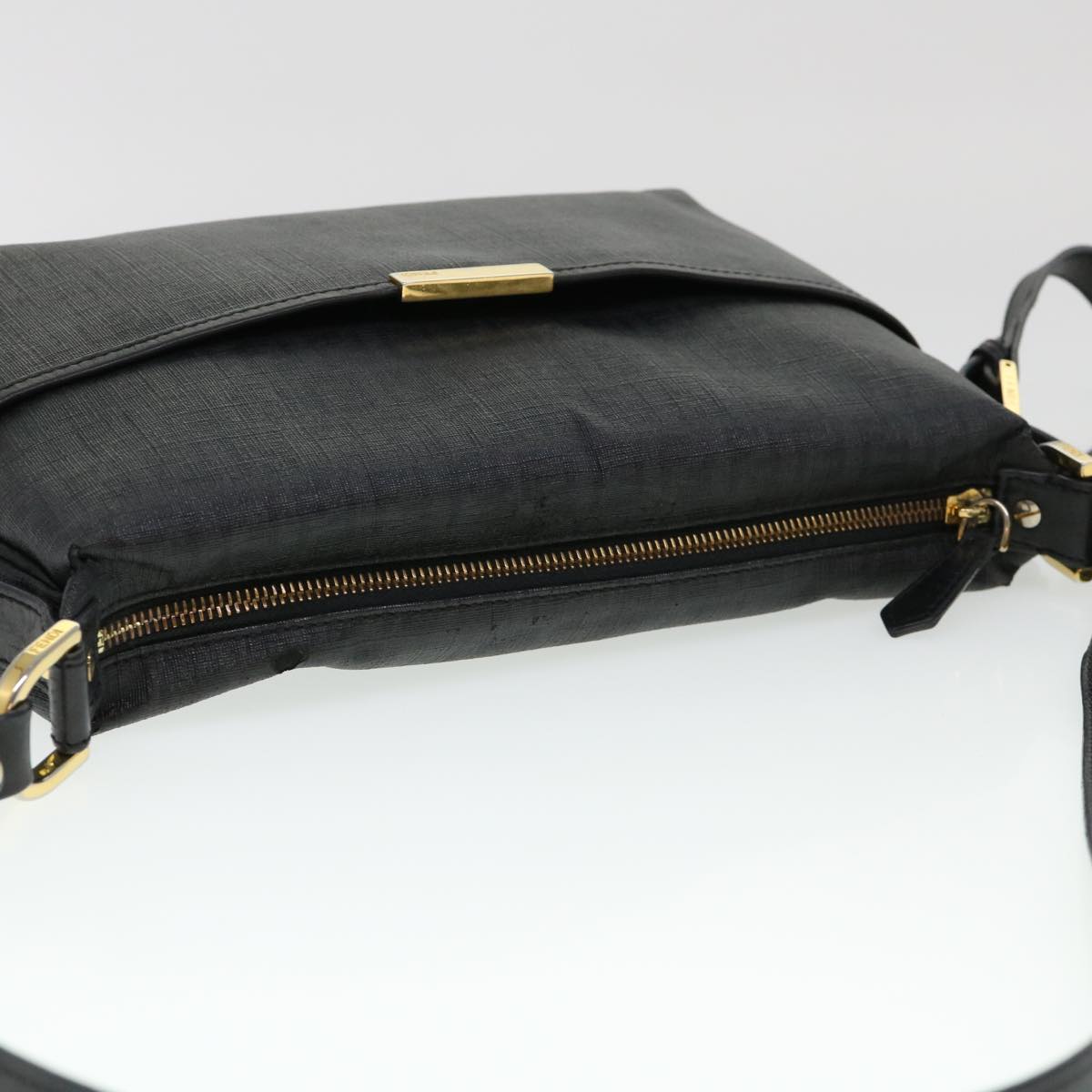 FENDI Zucchino Canvas Shoulder Bag Black 8BT206-FB5 129-2580 bs4435
