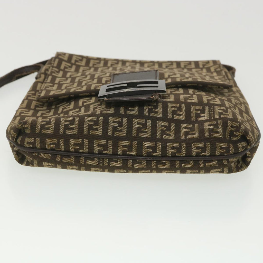 FENDI Zucchino Canvas Shoulder Bag Brown bs4562
