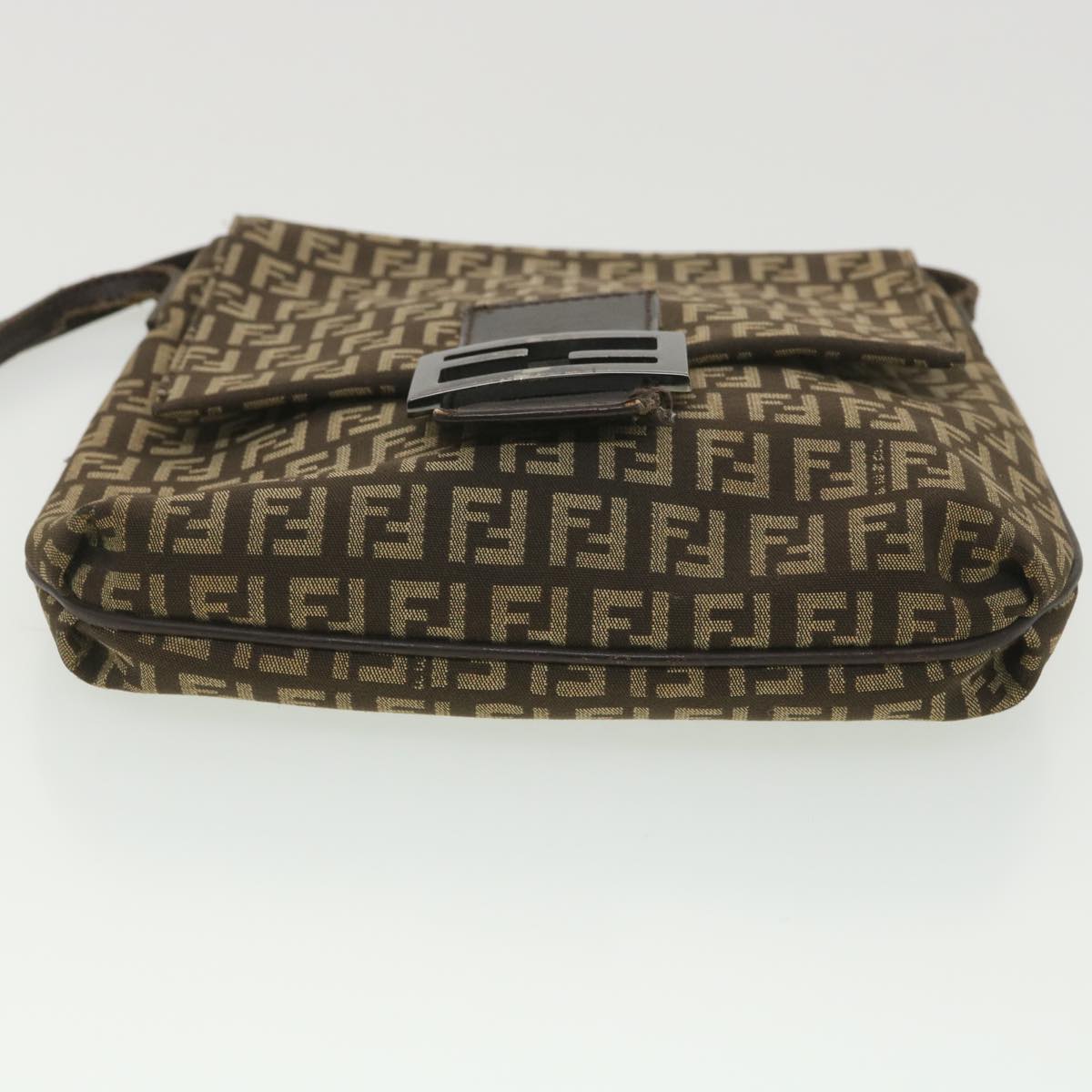 FENDI Zucchino Canvas Shoulder Bag Brown bs4562