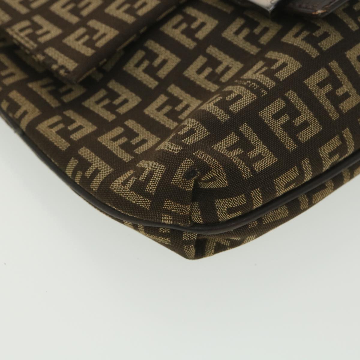 FENDI Zucchino Canvas Shoulder Bag Brown bs4562