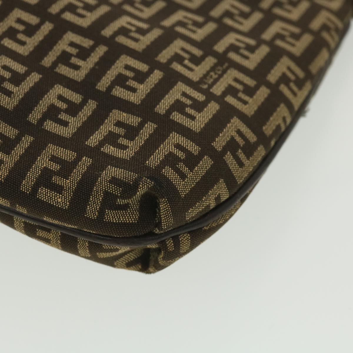FENDI Zucchino Canvas Shoulder Bag Brown bs4562