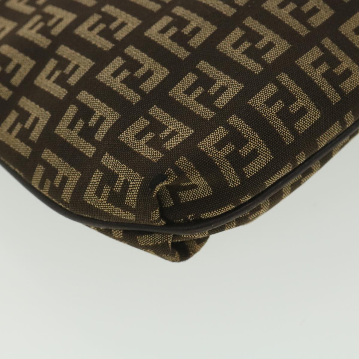 FENDI Zucchino Canvas Shoulder Bag Brown bs4562