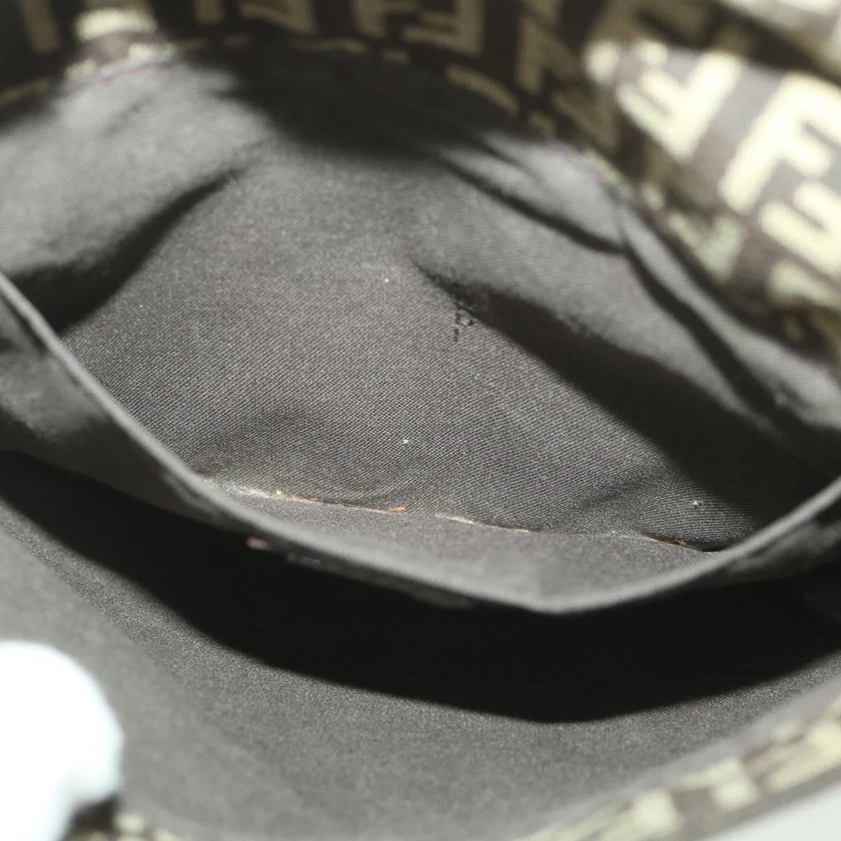 FENDI Zucchino Canvas Shoulder Bag Brown bs4562