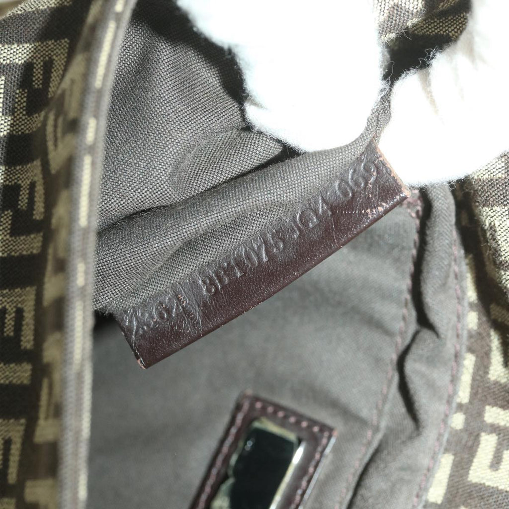 FENDI Zucchino Canvas Shoulder Bag Brown bs4562