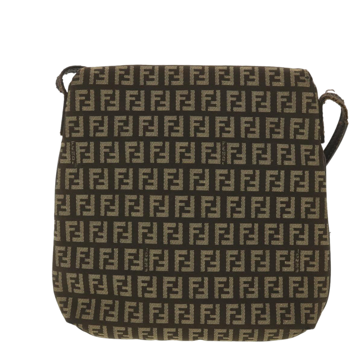 FENDI Zucchino Canvas Shoulder Bag Brown bs4562