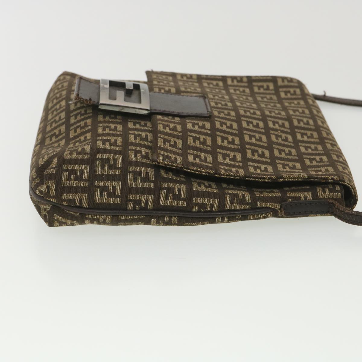 FENDI Zucchino Canvas Shoulder Bag Brown bs4562