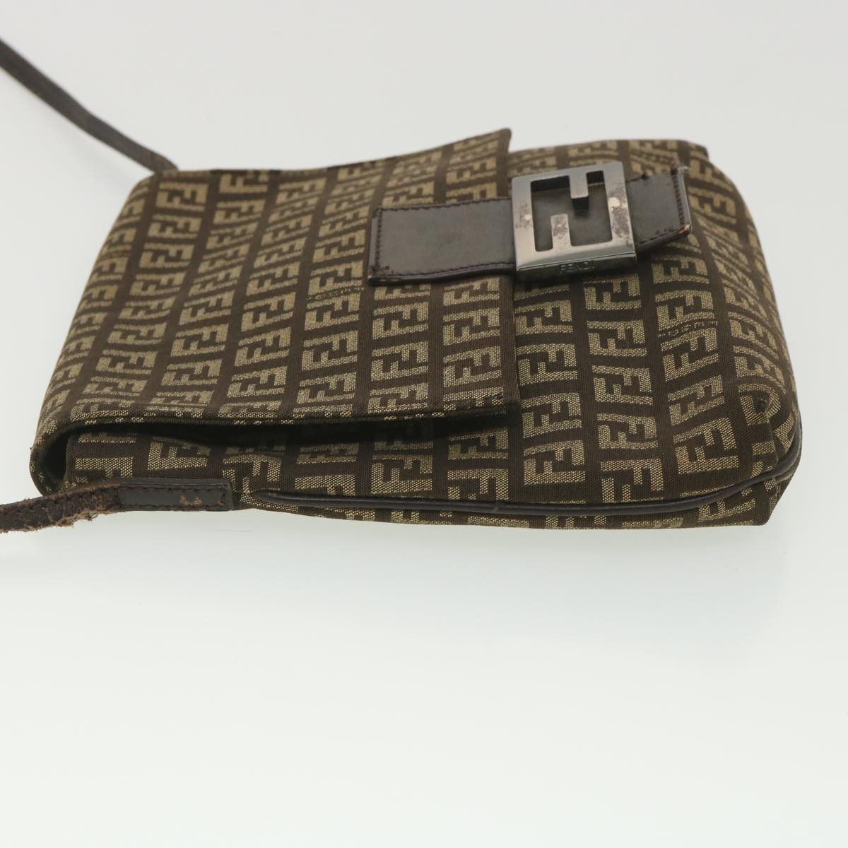 FENDI Zucchino Canvas Shoulder Bag Brown bs4562