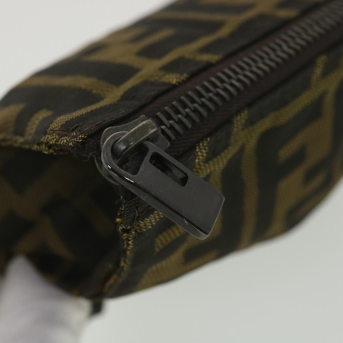 FENDI Zucca Canvas Pouch Nylon 2Set Black Brown bs4582