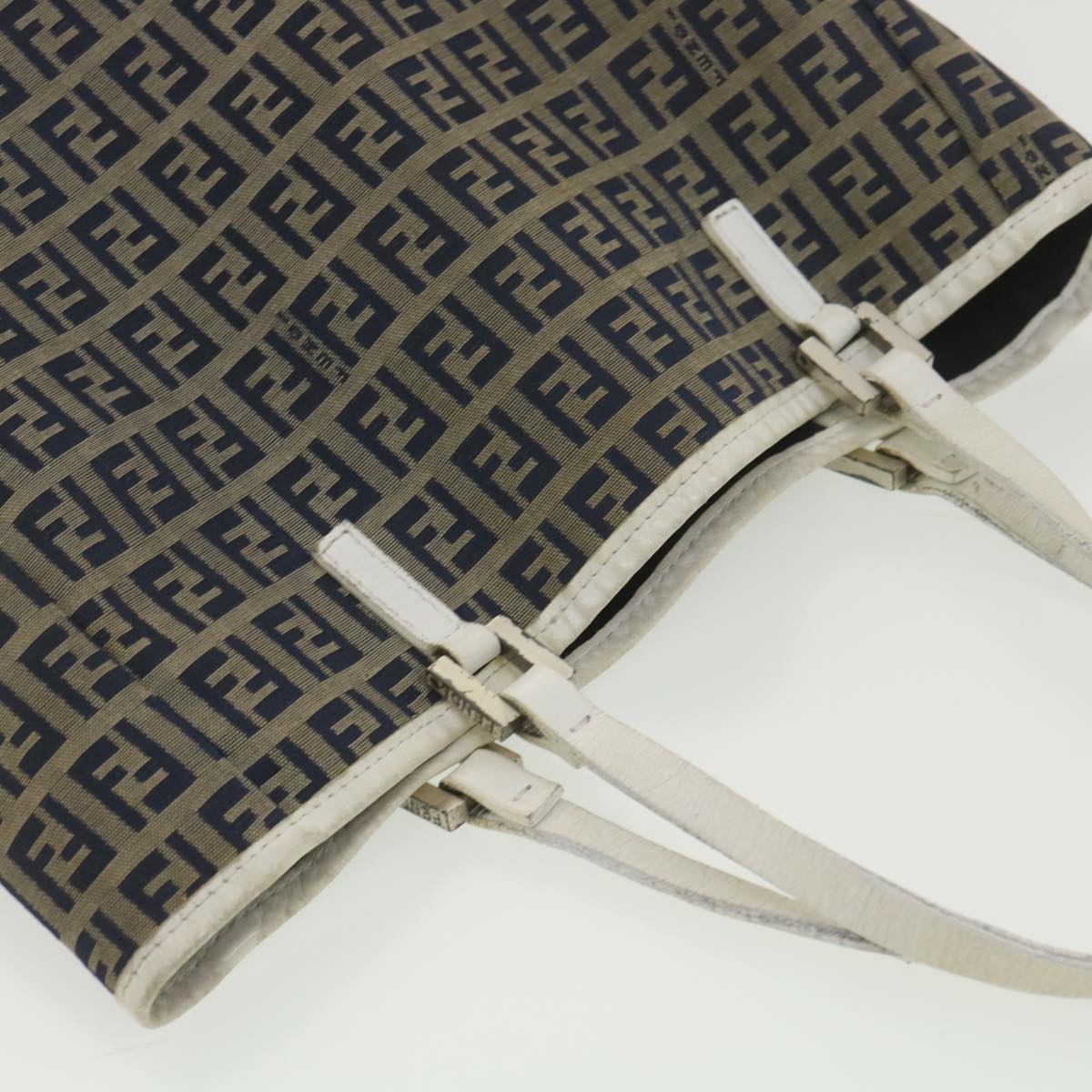 FENDI Zucchino Canvas Tote Bag Navy 3677 8BH006 028 bs4584