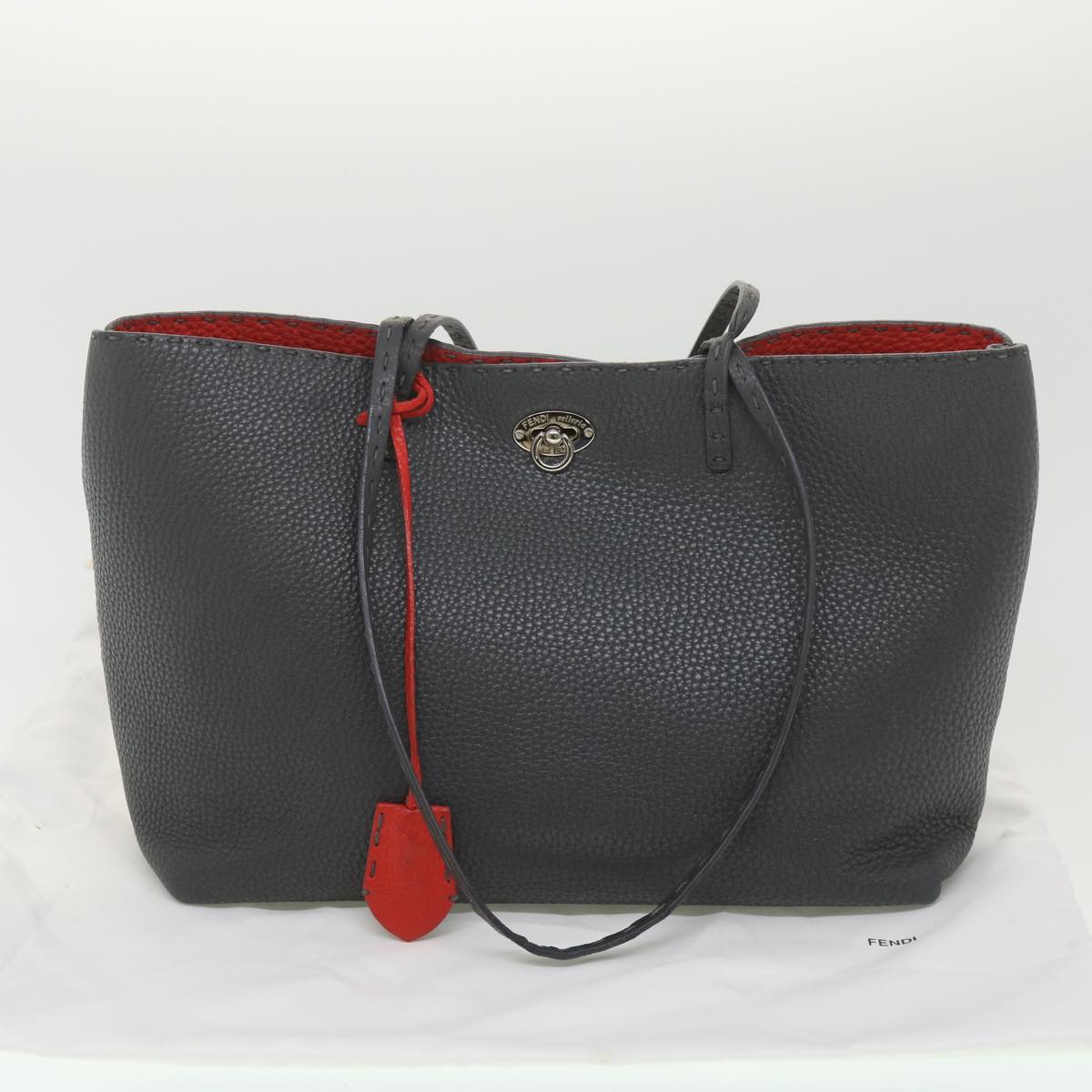 FENDI Celeria Tote Bag Leather Gray bs4608