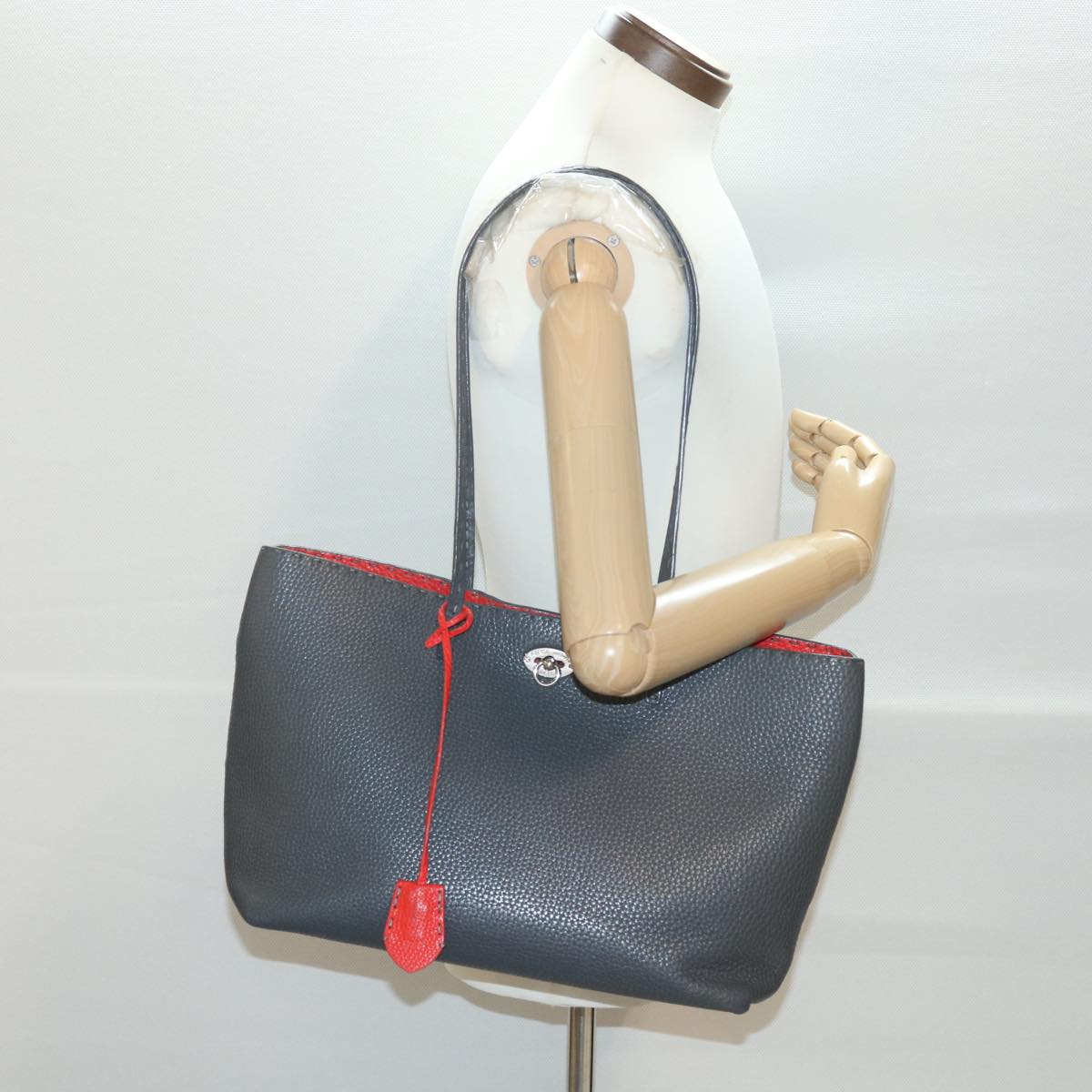 FENDI Celeria Tote Bag Leather Gray bs4608