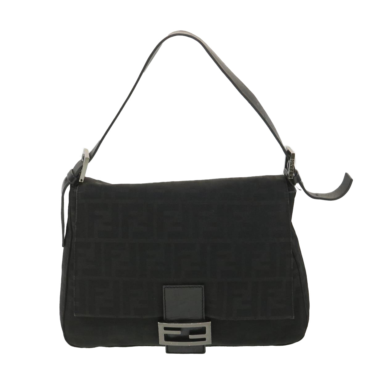 FENDI Zucca Canvas Mamma Baguette Shoulder Bag Black 2415-8BR001-019 bs4631
