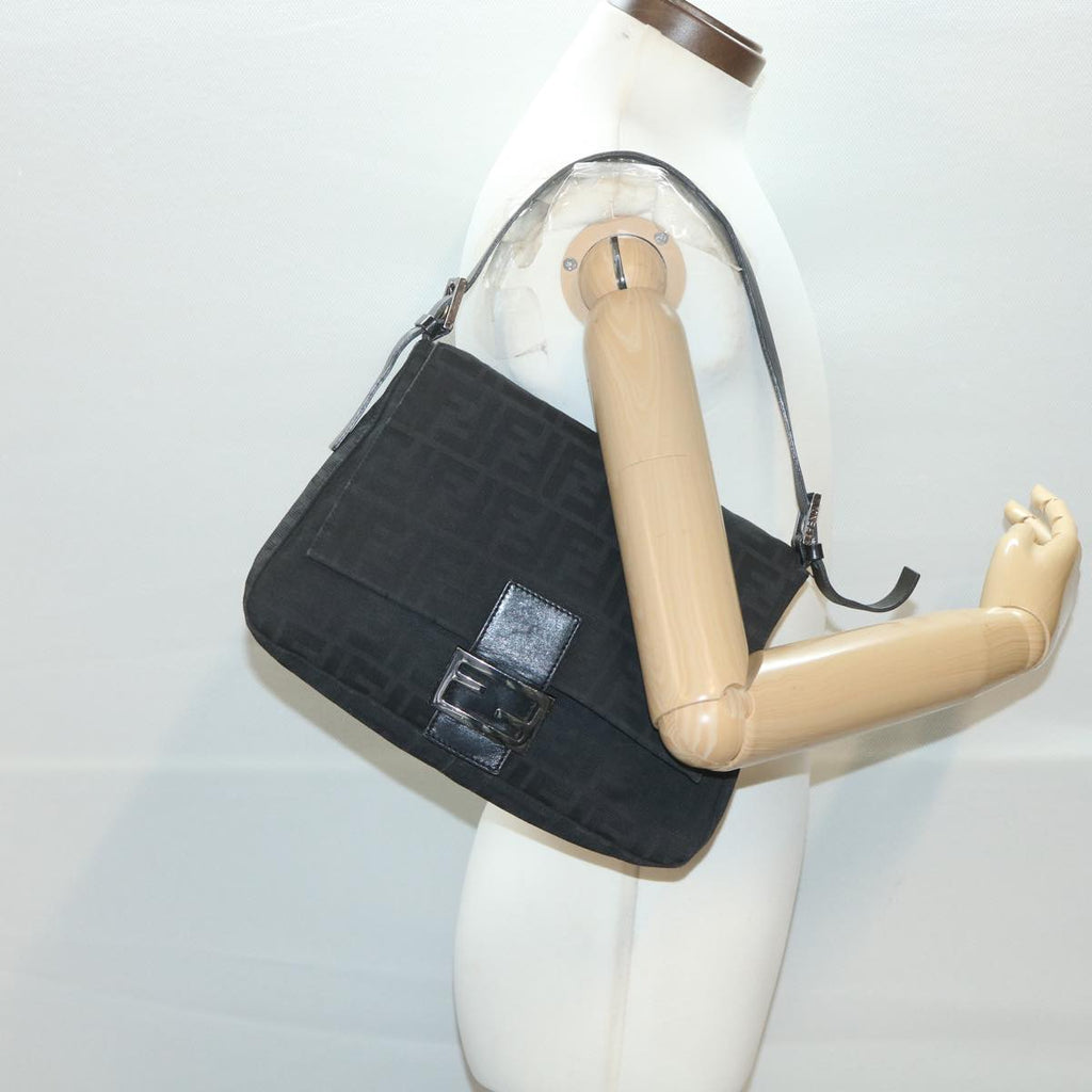 FENDI Zucca Canvas Mamma Baguette Shoulder Bag Black 2415-8BR001-019 bs4631