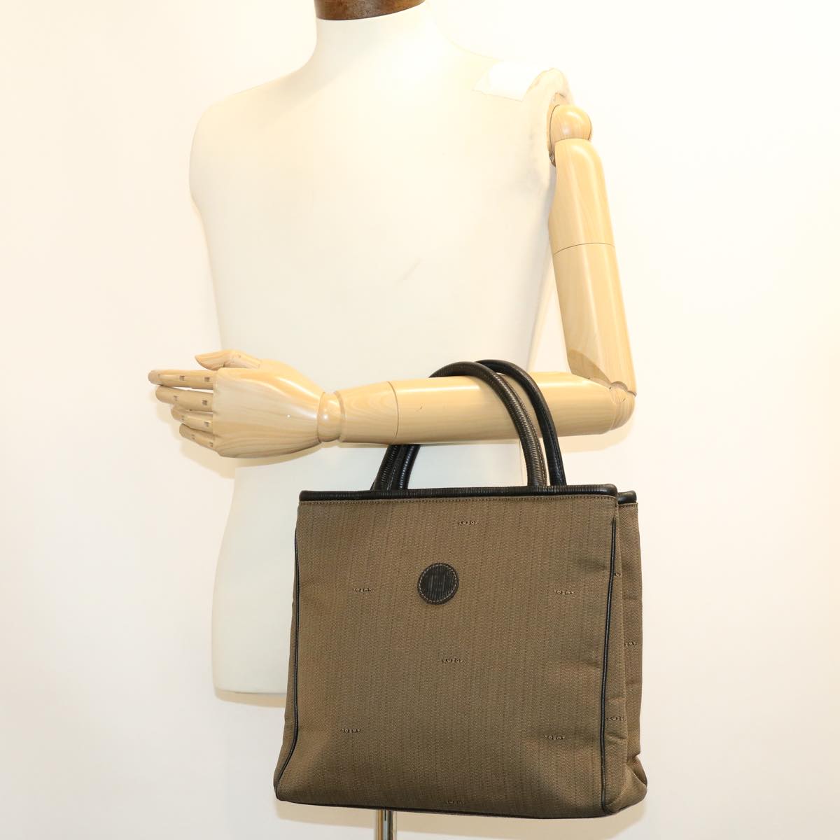 FENDI Pecan Canvas Hand Bag Brown bs4791