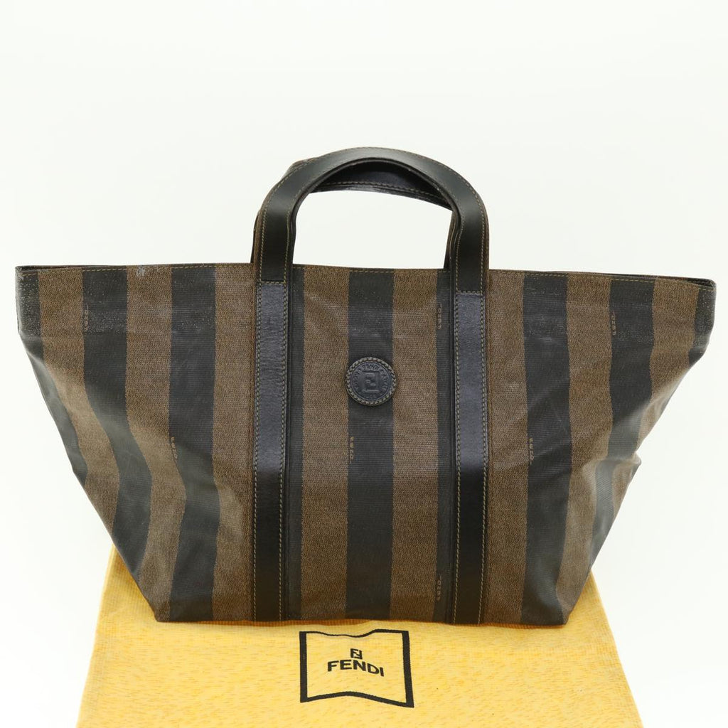 FENDI Pecan Canvas Tote Bag Brown Black bs4792